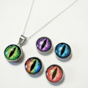 Interchangeable Glass Dragon Eye Snap On Necklace